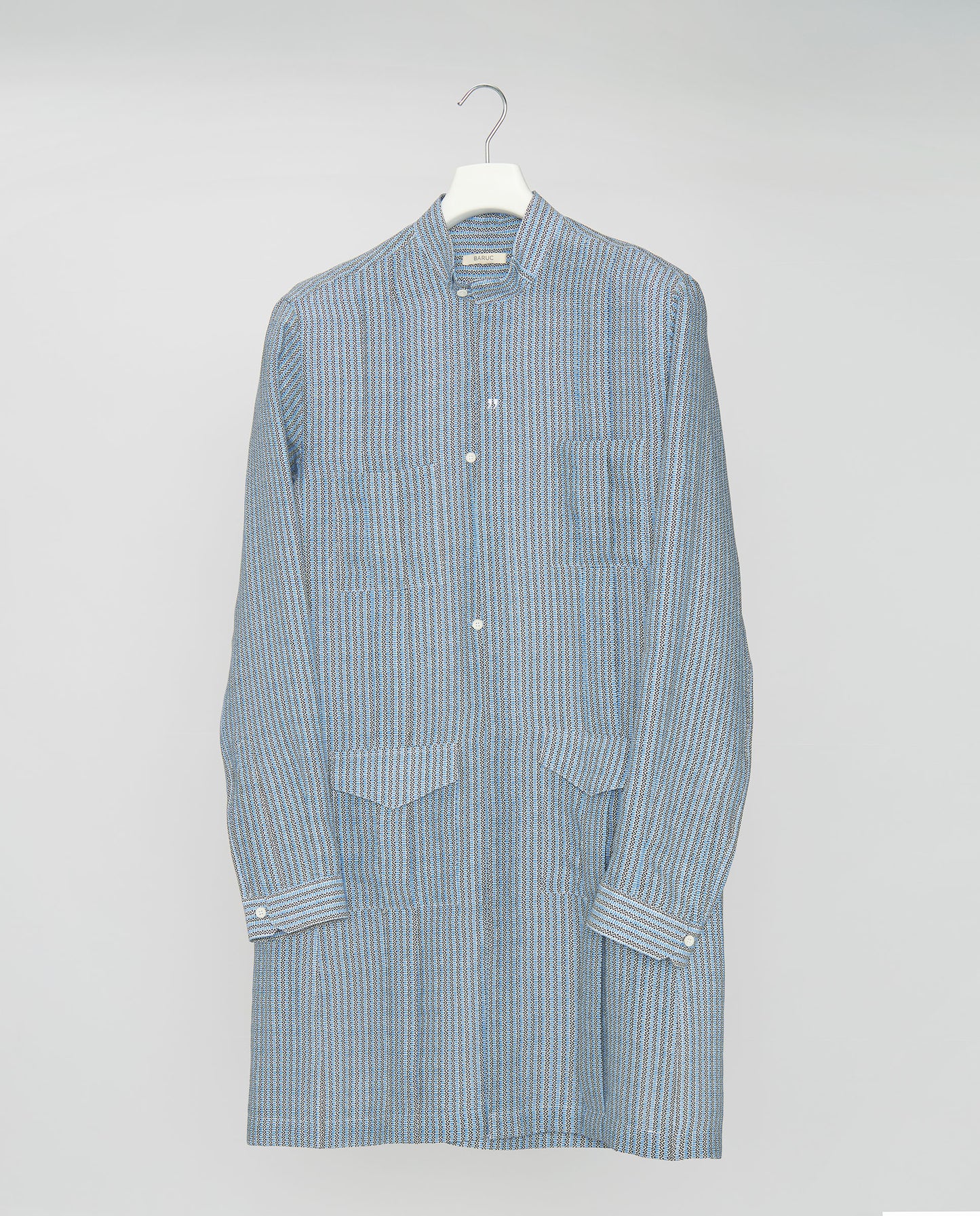 SEA BLUE PRINT LINEN LONG BELIZE GUAYABERA