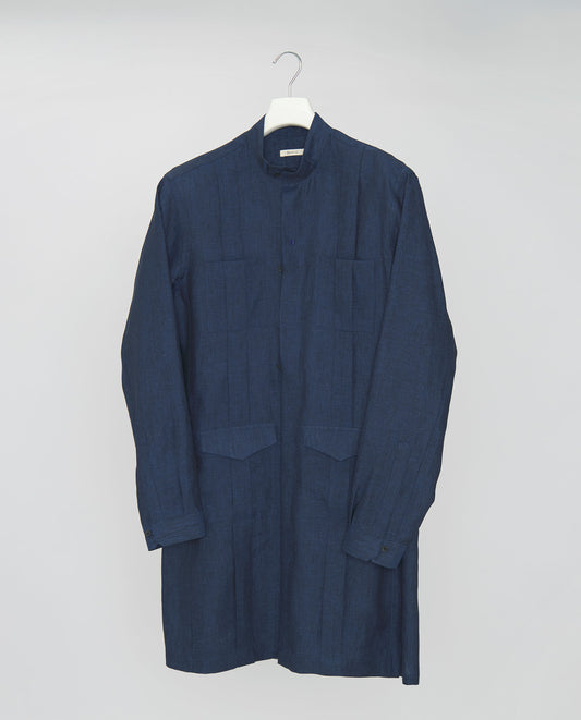NAVY BLUE LINEN LONG BELIZE GUAYABERA