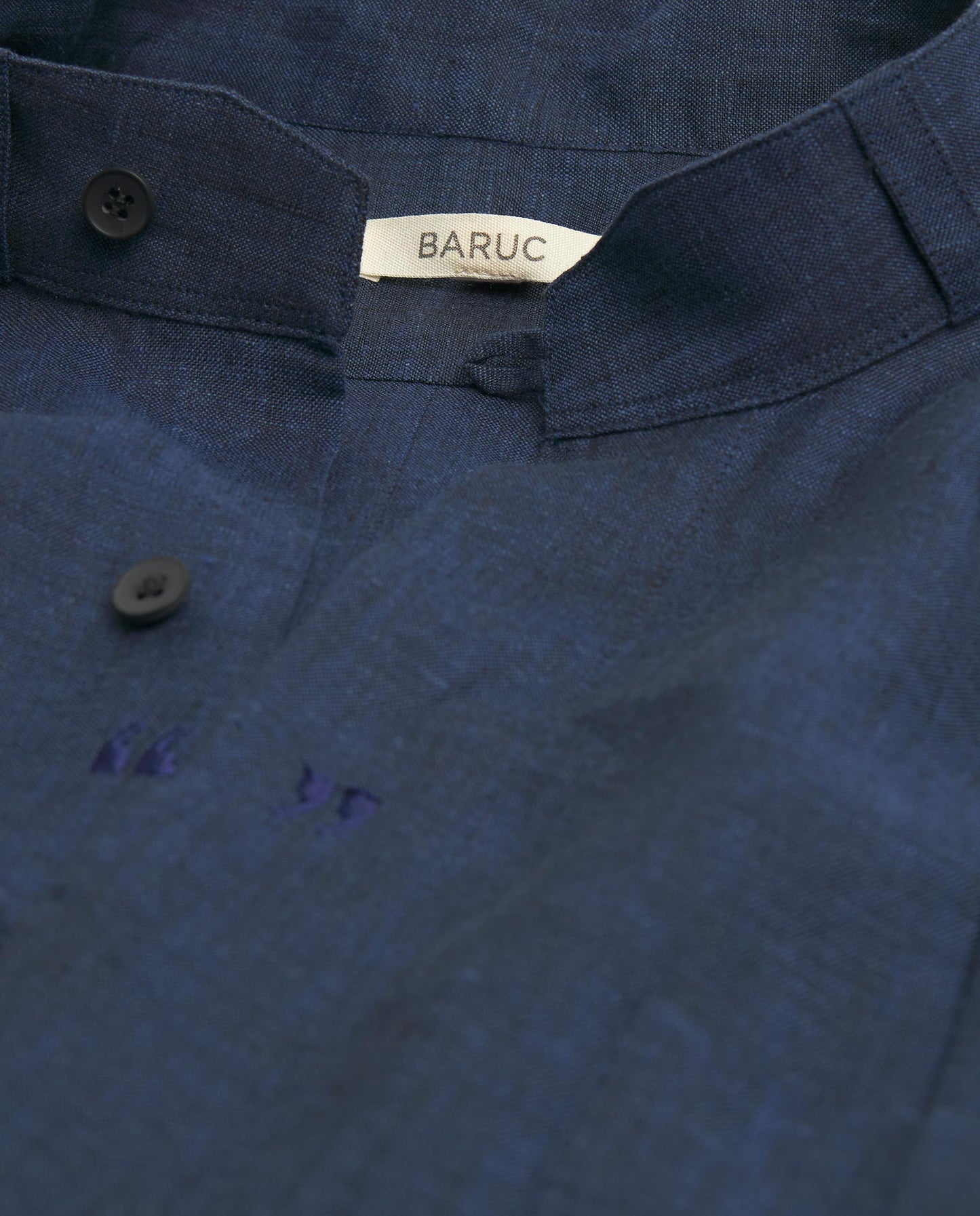 NAVY BLUE LINEN LONG BELIZE GUAYABERA