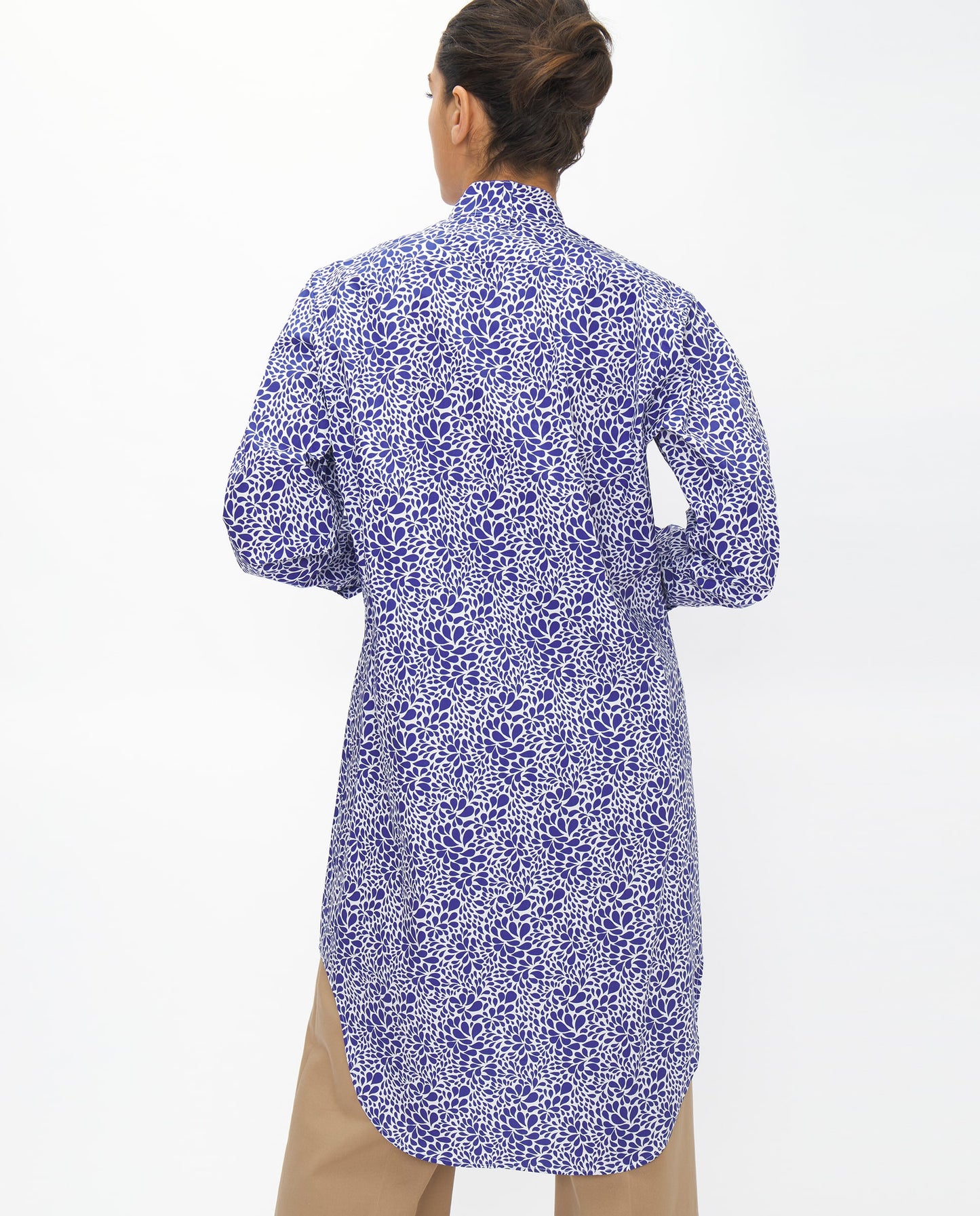 ROYAL BLUE PRINT COTTON HAMPTONS LONG SHIRT