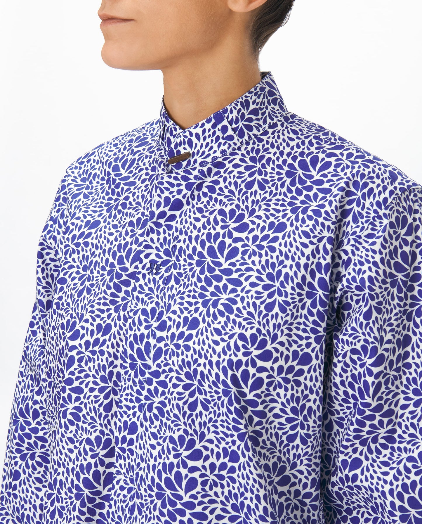 ROYAL BLUE PRINT COTTON HAMPTONS LONG SHIRT