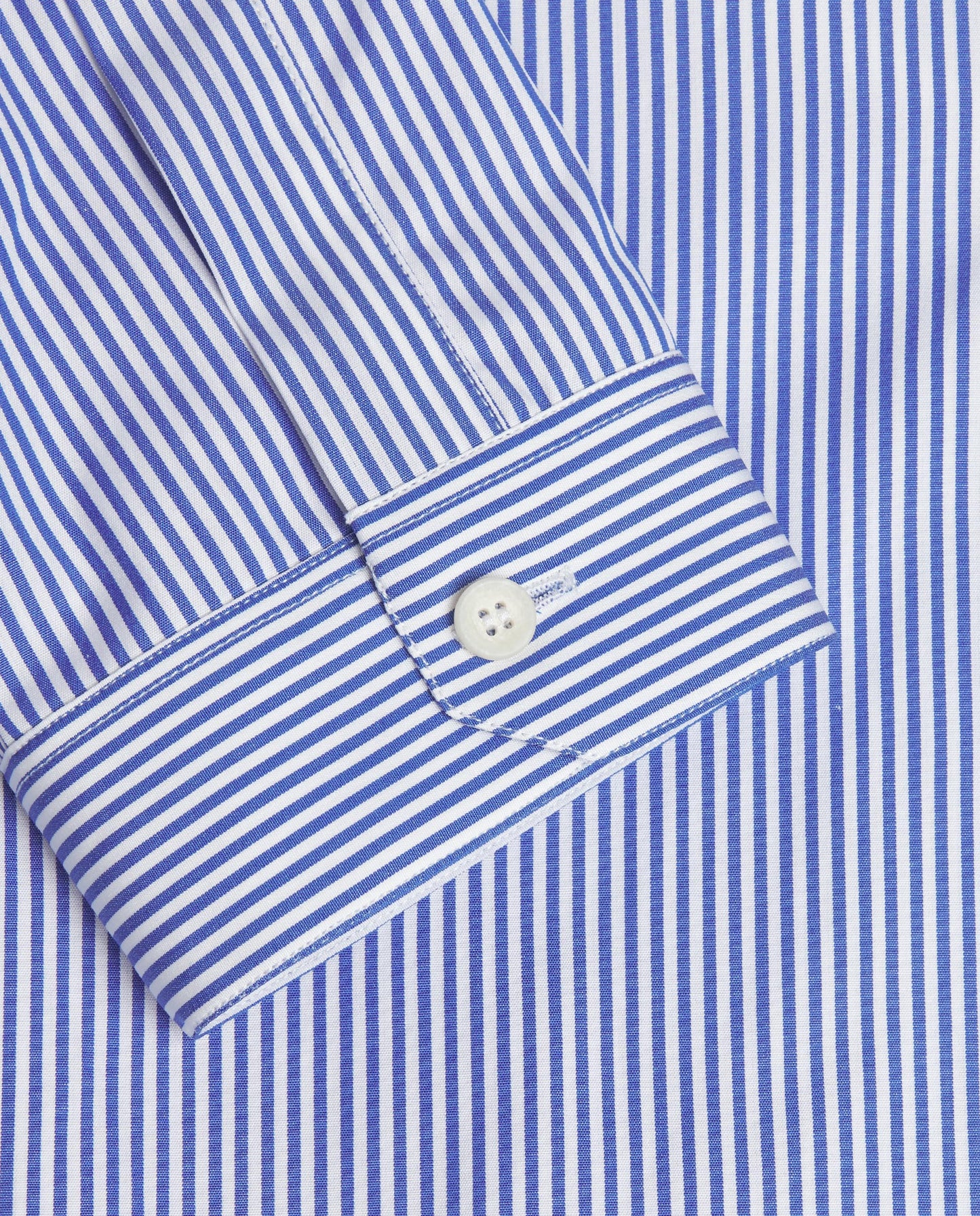SEA BLUE STRIPED COTTON HAMPTONS LONG SHIRT