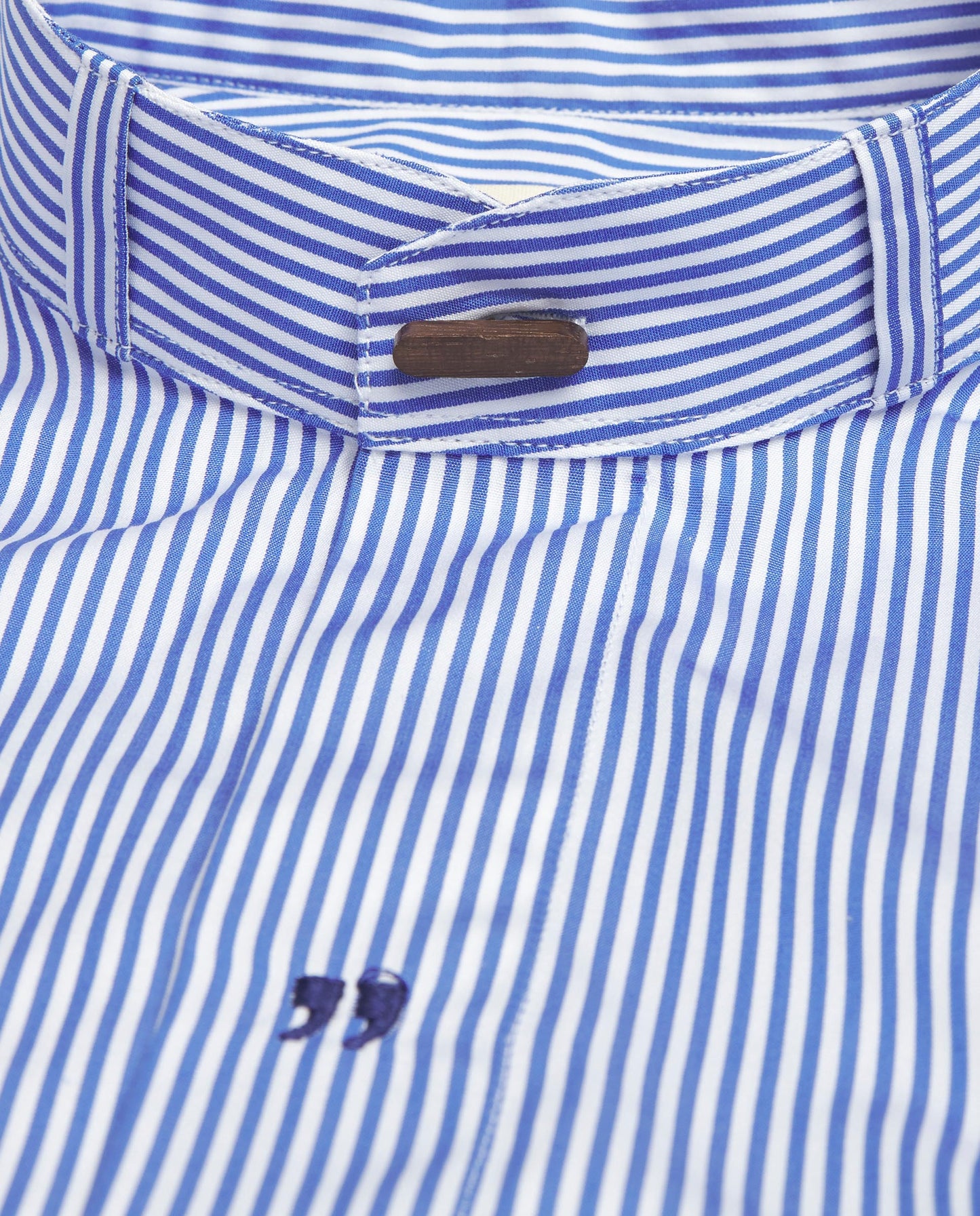 SEA BLUE STRIPED COTTON HAMPTONS LONG SHIRT
