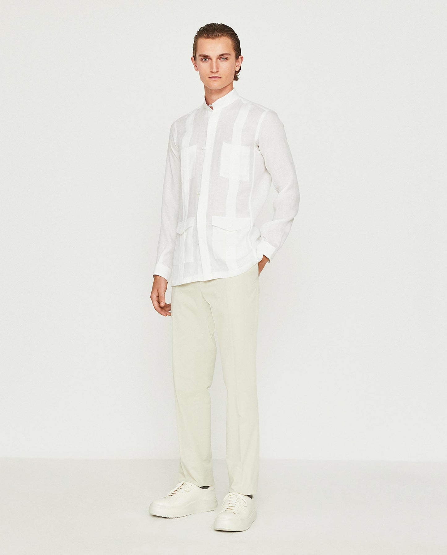WHITE LINEN HABANA GUAYABERA SHIRT