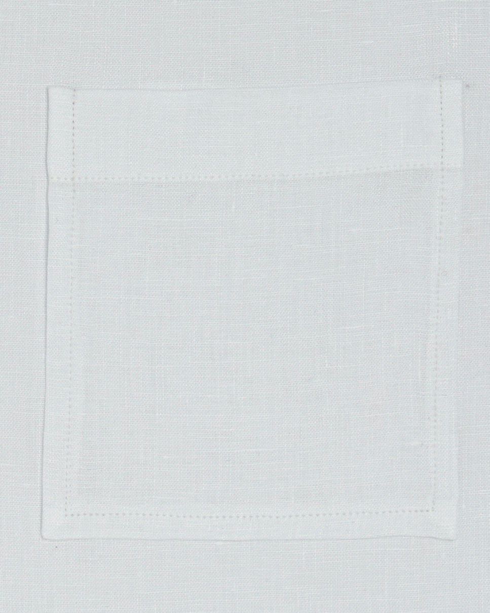 WHITE LINEN BREAST POCKET