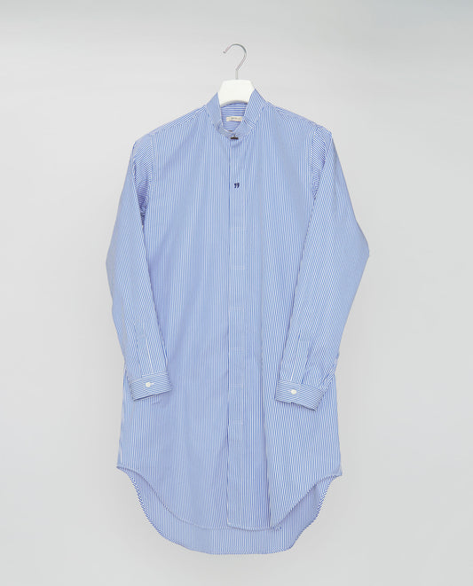 SEA BLUE STRIPED COTTON HAMPTONS LONG SHIRT