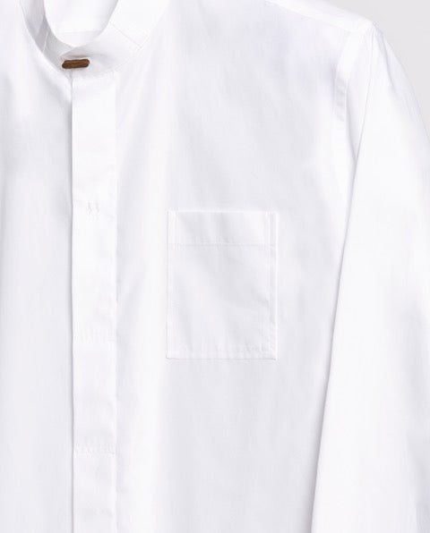 WHITE LINEN BREAST POCKET