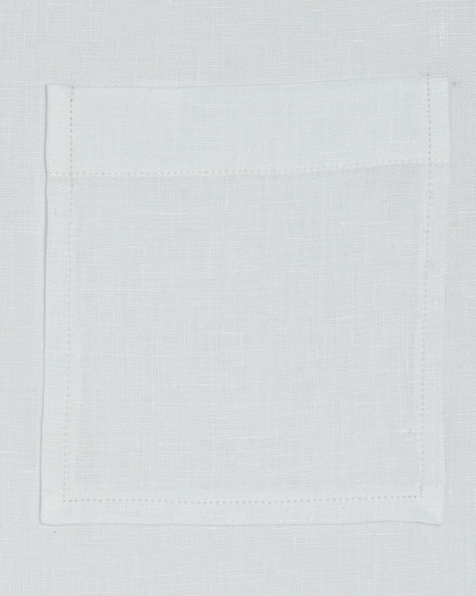 WHITE LINEN BREAST POCKET